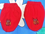 RED FLANNEL BOOTIES - WINDSWEPT OWL - Fits 9 months to size 2