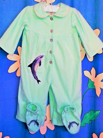 'MY LITTLE DOLPHIN' SUIT & SLIPPERS - Size 0