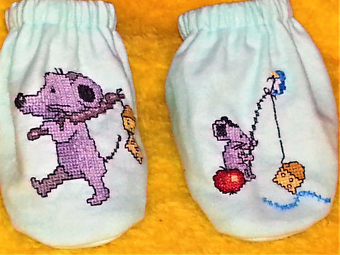 'JONNY MOUSER' FLANNEL BOOTIES - Fits 6 to 12 mths. Size 00