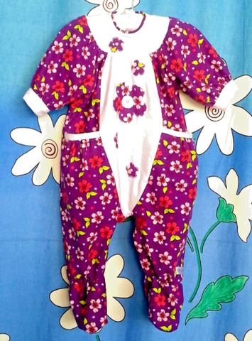 FLANNEL FLORAL CUTESUIT - Purple - Size 000