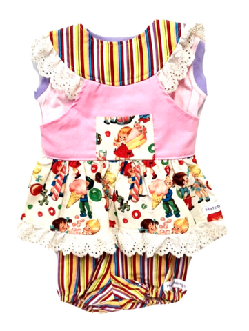 2pce 'CANDY SHOP' APRON & BODYSUIT - Size 000