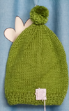 Fits size 00 to 1 - OLIVE GREEN POMPOM KNIT BEANIE