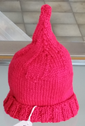 Fits Size 00 to 1 -  KNIT HOT PINK GNOME BEANIE