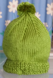 Fits size 00 to 1 - OLIVE GREEN POMPOM KNIT BEANIE