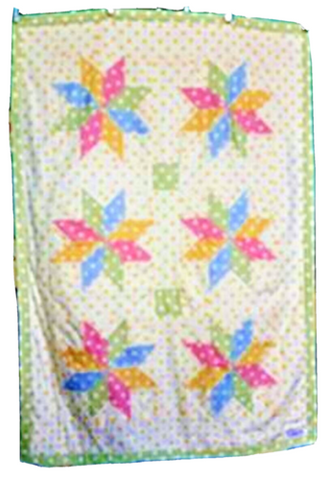 SPOTTED STAR QUILT - GREEN - 86.5cmW x 122cmL