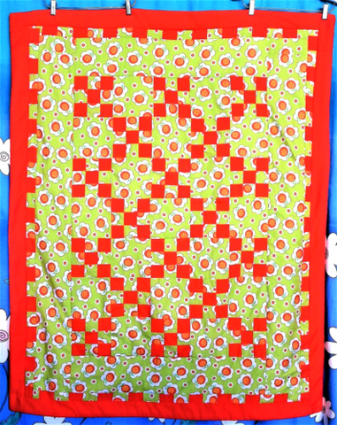 'ORANGE FRENZY' QUILT - 110cmW x 136.5cmL